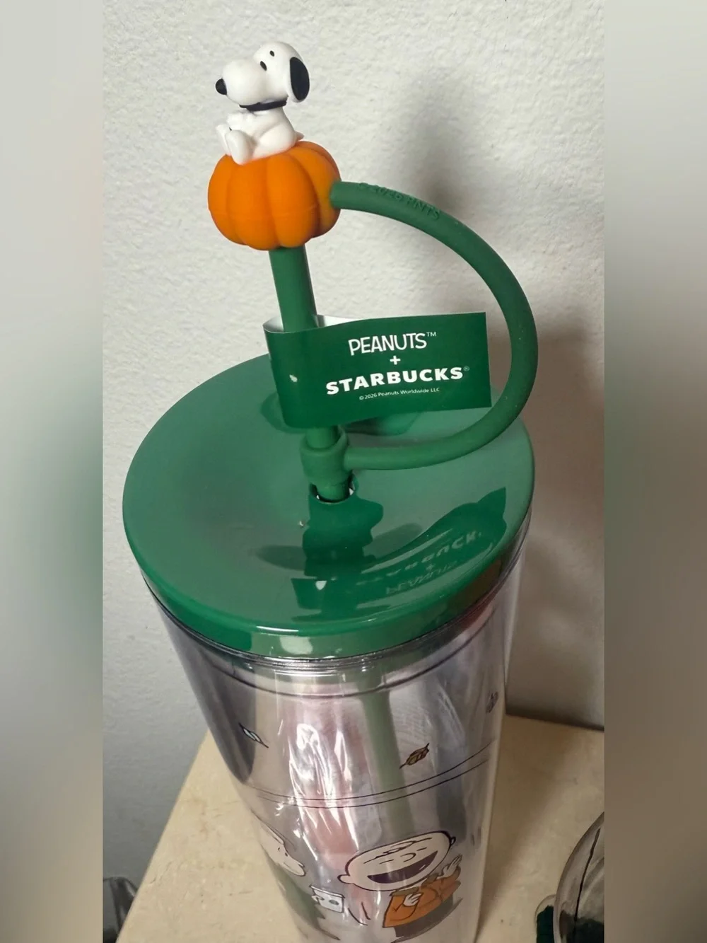 (3 item)Starbucks cold cup glass Snoopy, Great Pumpkin 24oz timber and Pin set